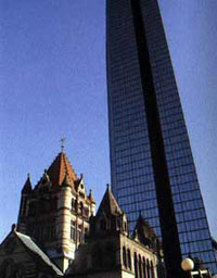 Trinity Church vor dem John Hancock Tower - Boston