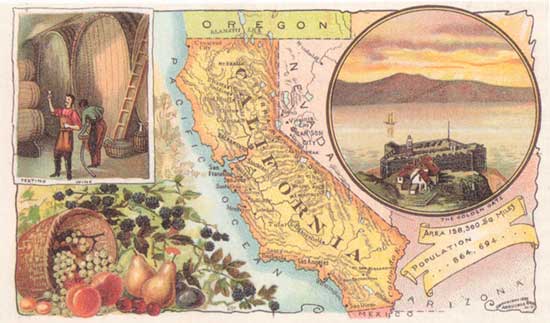 Historische Karte von Kalifornien