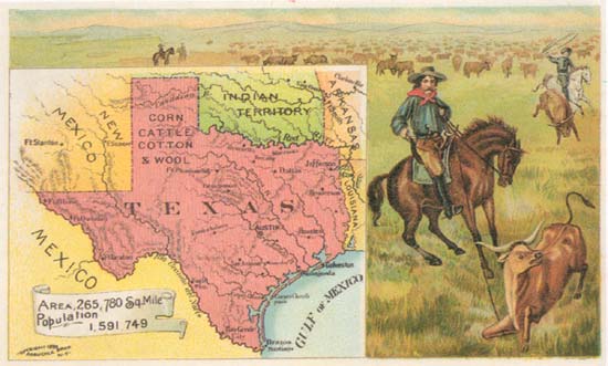 Historische Karte von Texas
